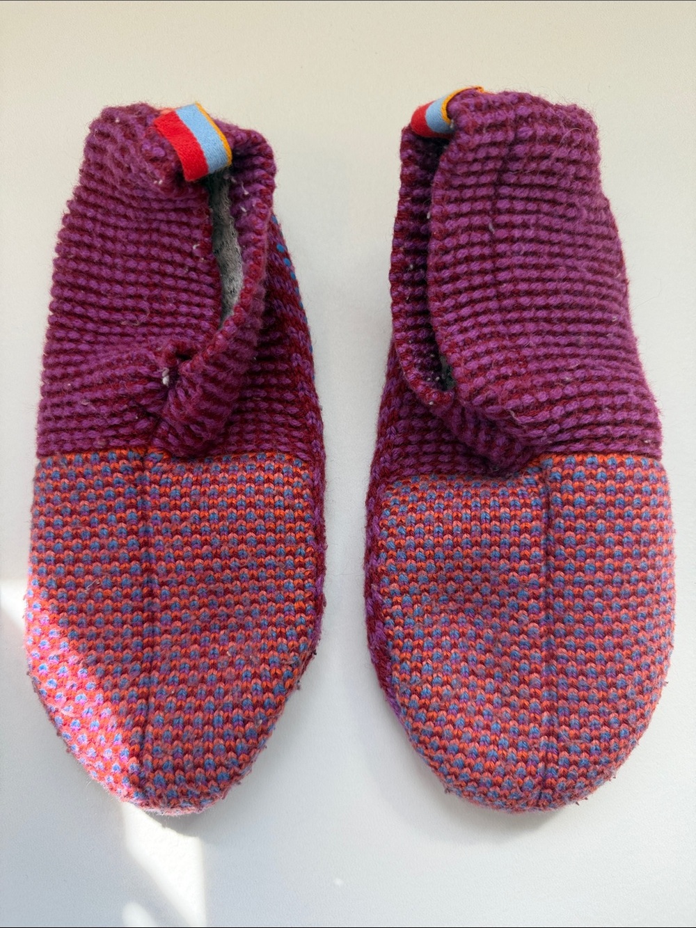 Bombas Cozy Knit Slippers in Purple and Multicolor